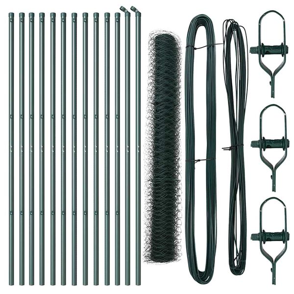 vidaXL Gjerdep&aring;le gr&oslash;nn 25 x 1,4 m (50 mm mesh) St&aring;l og PVC