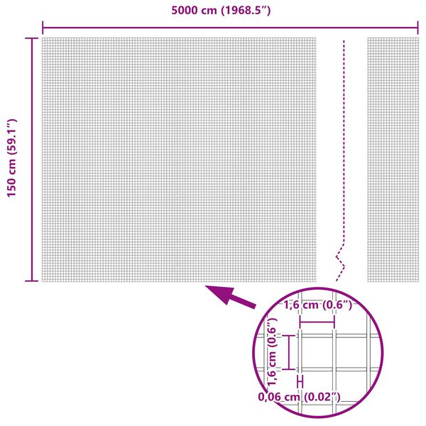 vidaXL Sveist trådgjerde sølv 1.5 x 50 m Stål