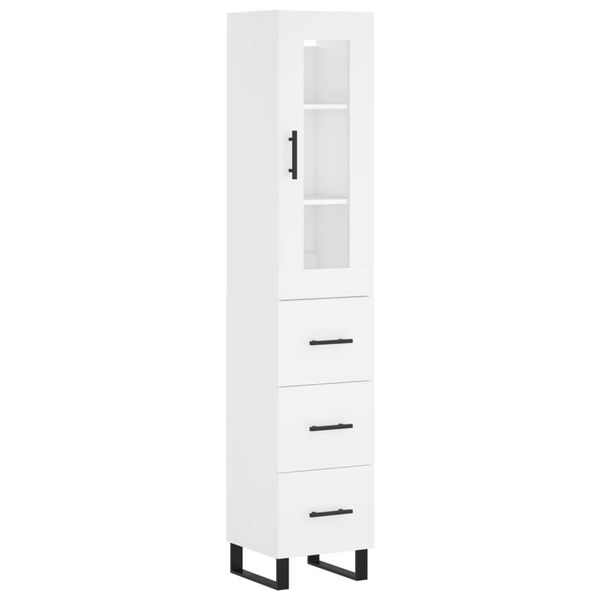 vidaXL Highboard hvit 34,5x34x180 cm konstruert tre