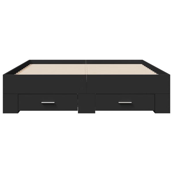 vidaXL Sengeramme med skuffer svart 140x190 cm konstruert tre