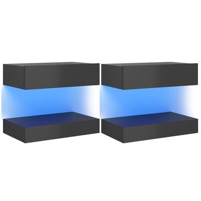 vidaXL TV-benker med LED-lys 2 stk høyglans grå 60x35 cm