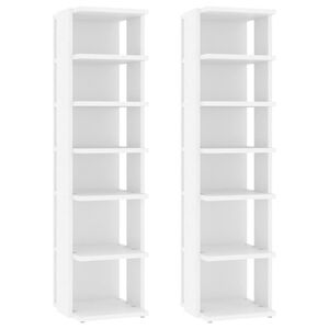 vidaXL Skoskap hvit 2 stk 27,5x27x102 cm konstruert tre
