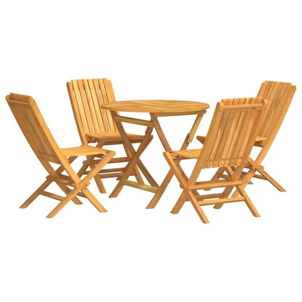 vidaXL Hagespisegruppe 5 deler heltre teak