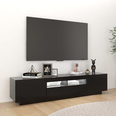 vidaXL TV-benk med LED-lys svart 180x35x40 cm