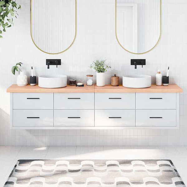 vidaXL Benkeplate til bad lysebrun 220x40x(2-6) cm behandlet heltre