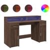 vidaXL Skrivebord med LED-lys brun eik 140x55x91 cm konstruert tre