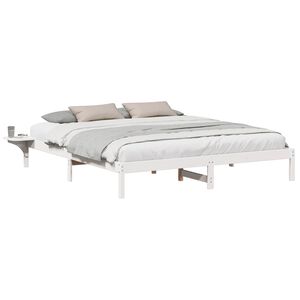 vidaXL Sengestamme Hvit 200 x 200 cm Massiv furu