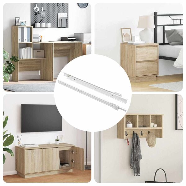 vidaXL Skuffeskinne 2 pcs Hvit 400 mm St&aring;l