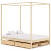 vidaXL Himmelsengeramme med 4 skuffer heltre furu 140x200 cm
