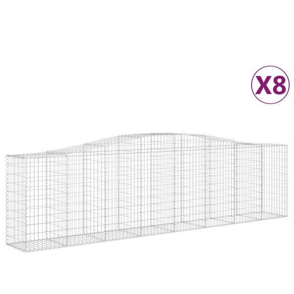 vidaXL Gabionkurver buede 8 stk 400x50x100/120 cm galvanisert jern