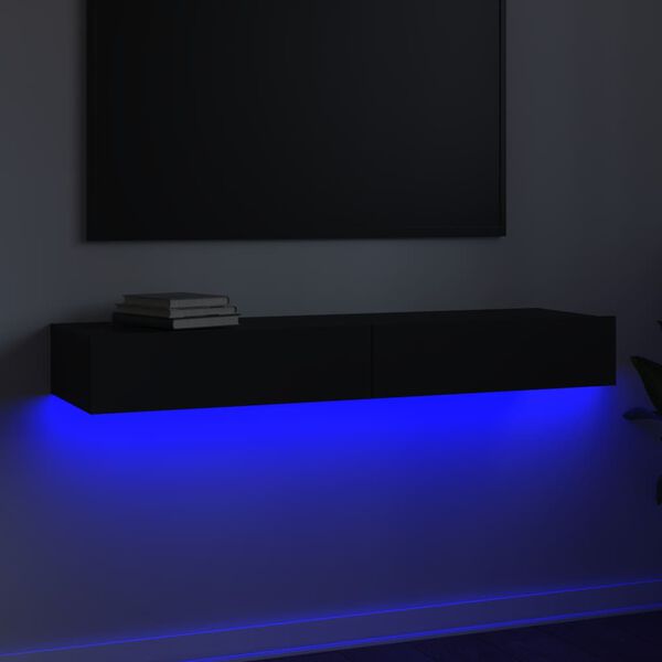 vidaXL TV-benk med LED-lys svart 120x35x15,5 cm