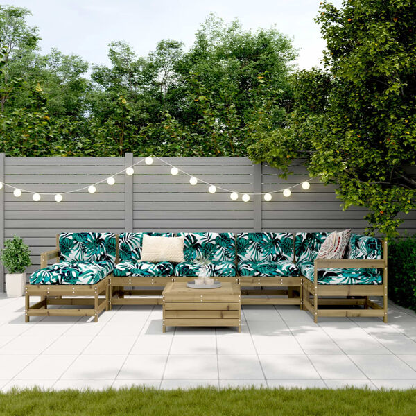 vidaXL Hagesofasett 8 deler impregnert furu