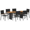 vidaXL Hage Spisegruppe 7 stk. Svart polyrotting