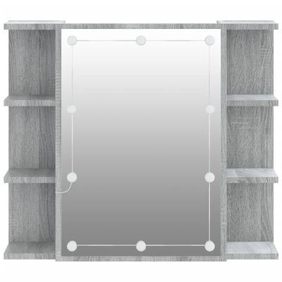 vidaXL Speilskap med LED grå sonoma 70x16,5x60 cm