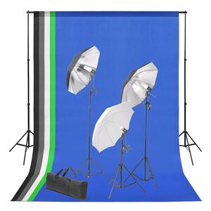 vidaXL Fotostudiosett med bakgrunn og lyssett