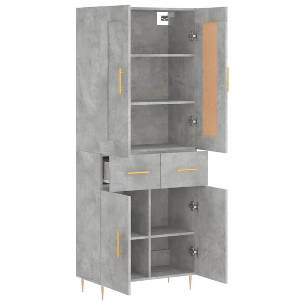 vidaXL Highboard betonggr&aring; 69,5x34x180 cm konstruert tre