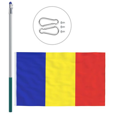 vidaXL Rumensk flagg og stang aluminium 6 m