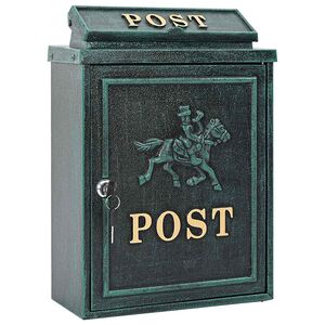 vidaXL Veggmontert postkasse gr&oslash;nn 29 x 13 x 41 cm St&oslash;pt aluminium