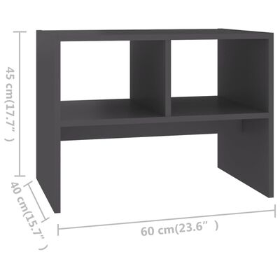 vidaXL Sidebord grå 60x40x45 cm sponplate