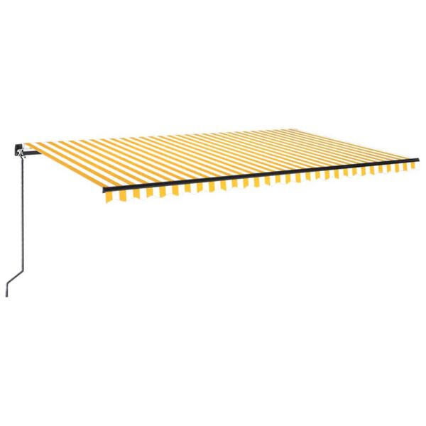 vidaXL Manuell uttrekkbar markise med LED 500x300 cm gul og hvit