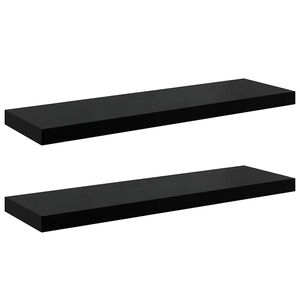 vidaXL Flytende vegghyller 2 stk h&oslash;yglans svart 80x23,5x3,8 cm MDF