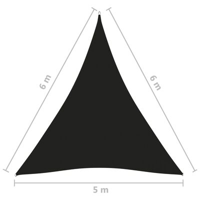 vidaXL Solseil oxfordstoff trekantet 5x6x6 m svart