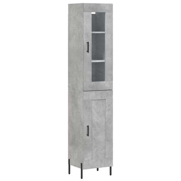 vidaXL Highboard betonggr&aring; 34,5x34x180 cm konstruert tre