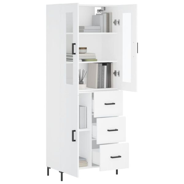 vidaXL Highboard hvit 69,5x34x180 cm konstruert tre