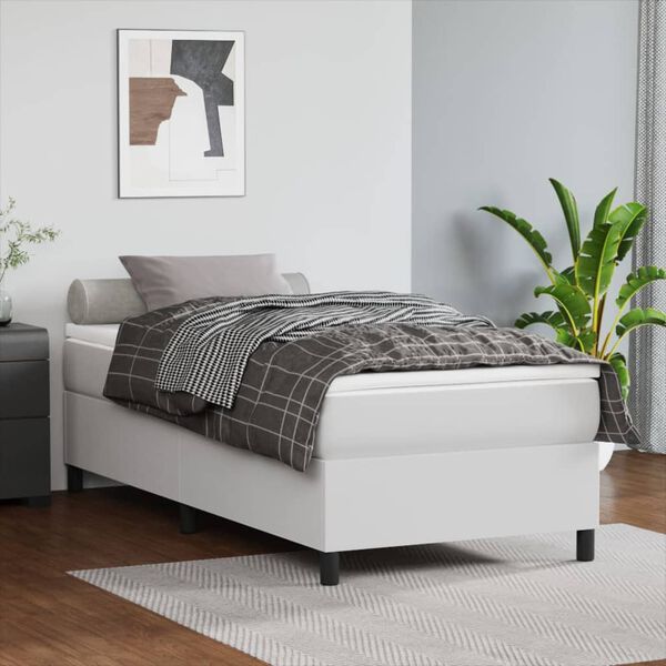 vidaXL Boxspring-sengeramme hvit 90x190 cm Single kunstskinn