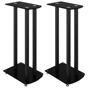 vidaXL H&oslash;yttalerstativer 2 stk svart herdet glass 3 s&oslash;yledesign