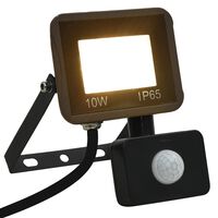 vidaXL LED-flomlys med sensor 10 W varmhvit