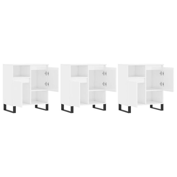 vidaXL Skjenker 3 stk h&oslash;yglans hvit konstruert tre