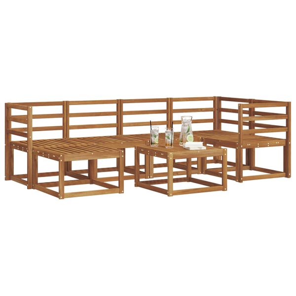 vidaXL Utend&oslash;rs sofa-sett 7 pcs Naturlig Solid akasietre