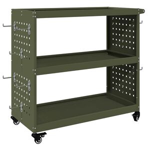 vidaXL Verkt&oslash;ytrolley Olivengr&oslash;nn 75 x 35 x 73 cm Kaldvalsest&aring;l