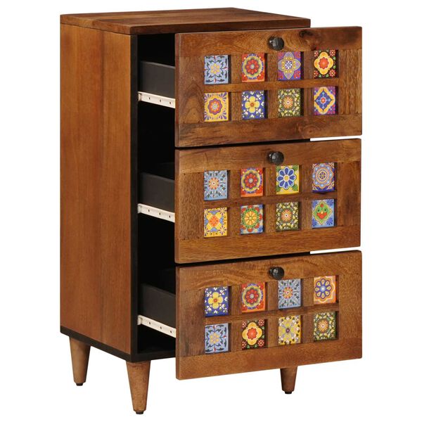 vidaXL Serviesskap med skuff Valn&oslash;tt 40 x 33 x 75 cm Massiv mango tre