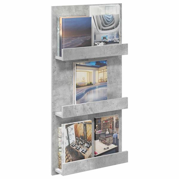 vidaXL Magasinreol med hylle Betonggr&aring; 51 x 11 x 102 cm Konstruert tre