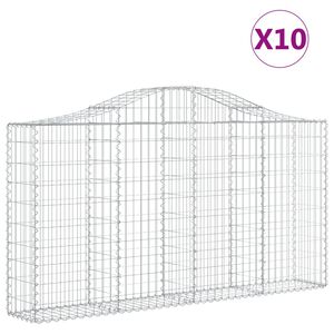 vidaXL Gabionkurver buede 10 stk 200x30x100/120 cm galvanisert jern