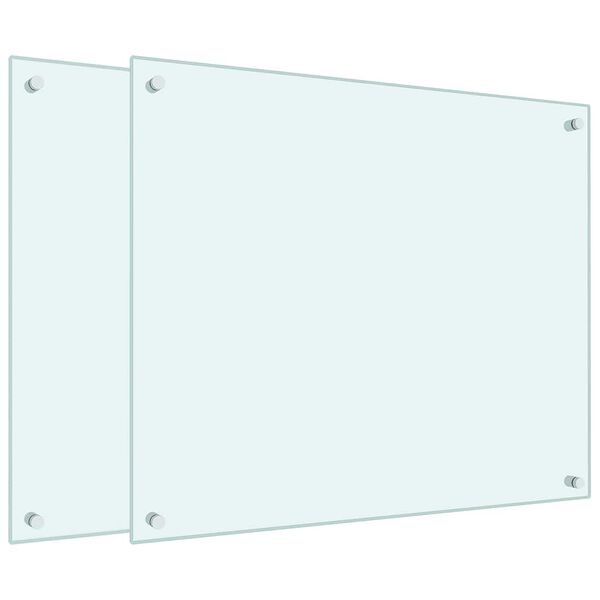 vidaXL Kj&oslash;kkenplater 2 stk hvit 70x60 cm herdet glass