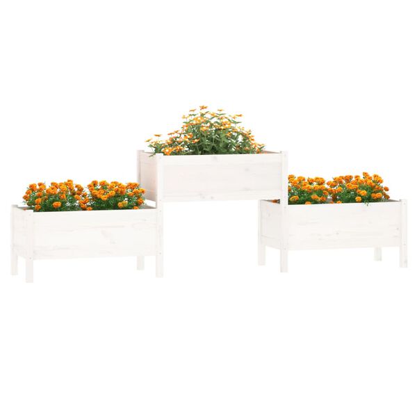 vidaXL Plantekasse hvit 245,5x44x75 cm heltre furu