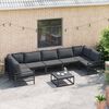vidaXL Hagesofa Set med pute 8 pcs Svart St&aring;l