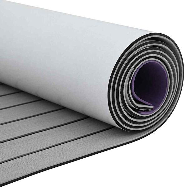 vidaXL B&aring;tmatt Stripete Lys gr&aring; med svart 240 x 60 x 0,5 cm EVA