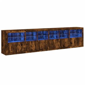 vidaXL Skjenk med LED-lys r&oslash;kt eik 283x37x67 cm