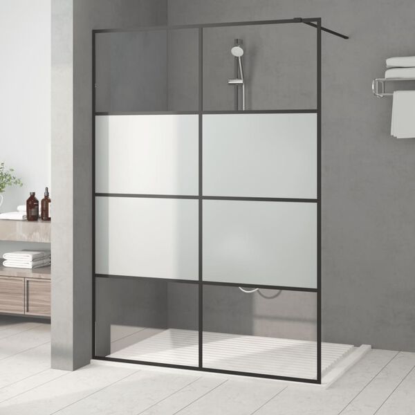 vidaXL Dusjvegg svart 140x195 cm halvfrostet ESG-glass