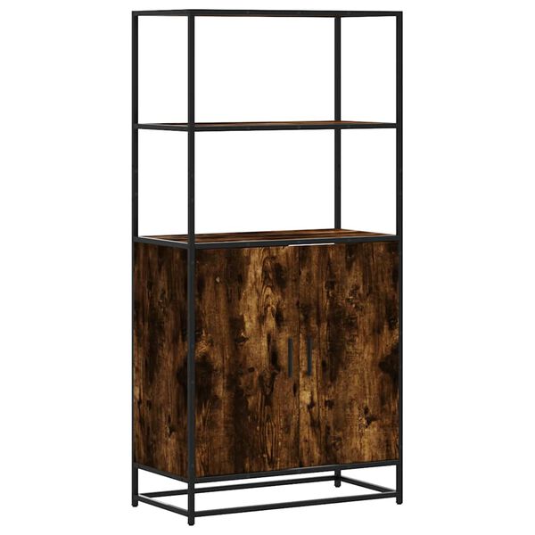 vidaXL Highboard røkt eik 68x35x139 cm konstruert tre og metall