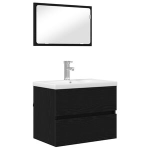vidaXL Baderomsinnredningssett 3 pcs Svart Eik Konstruert tre