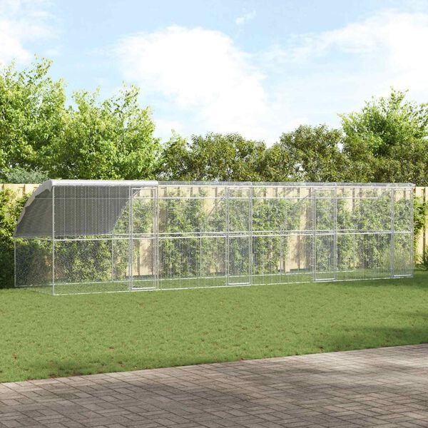 vidaXL Hønsebur 4 pcs sølv 800 x 200 x 200 cm Stål og PE