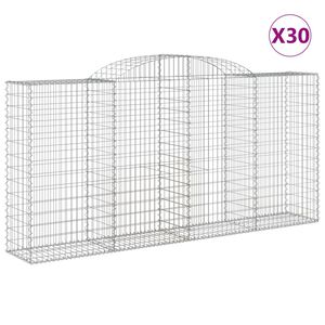 vidaXL Gabionkurver buede 30 stk 300x50x140/160 cm galvanisert jern