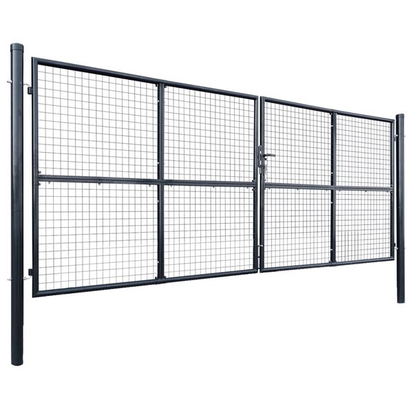vidaXL Hageport av netting galvanisert stål 400x150 cm grå