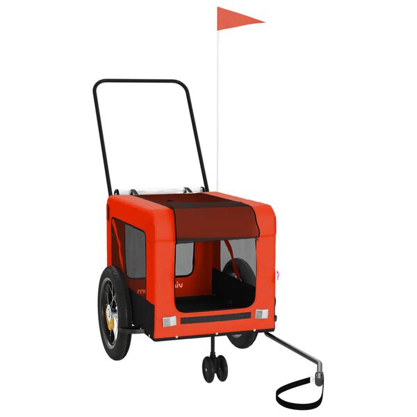 vidaXL Kjæledyrsykkelhenger oransje og svart oxfordstoff og jern