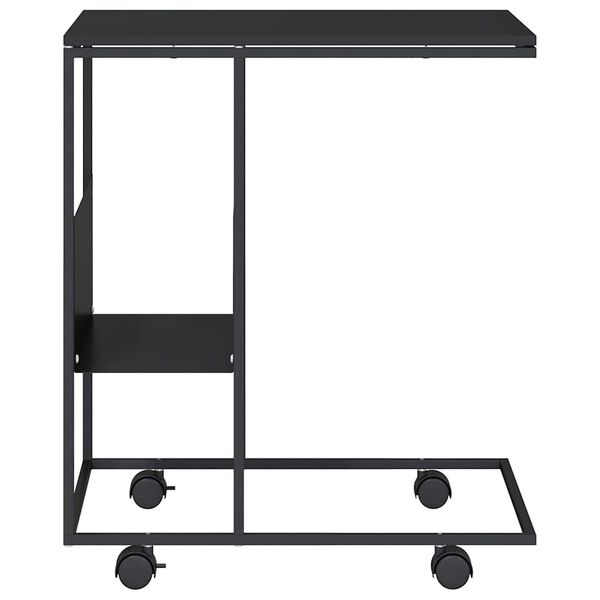 vidaXL Sidebord med hjul svart 55x36x63,5 cm konstruert tre
